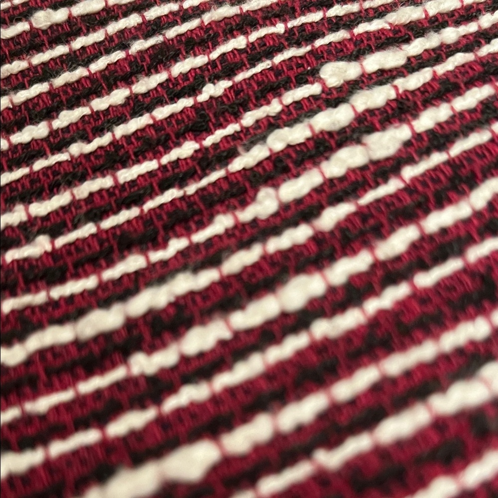 LOFT Tweed Striped M Burgundy & White Boucle Mini Pencil Skirt Sz 8P Ann Taylor - Picture 11 of 14
